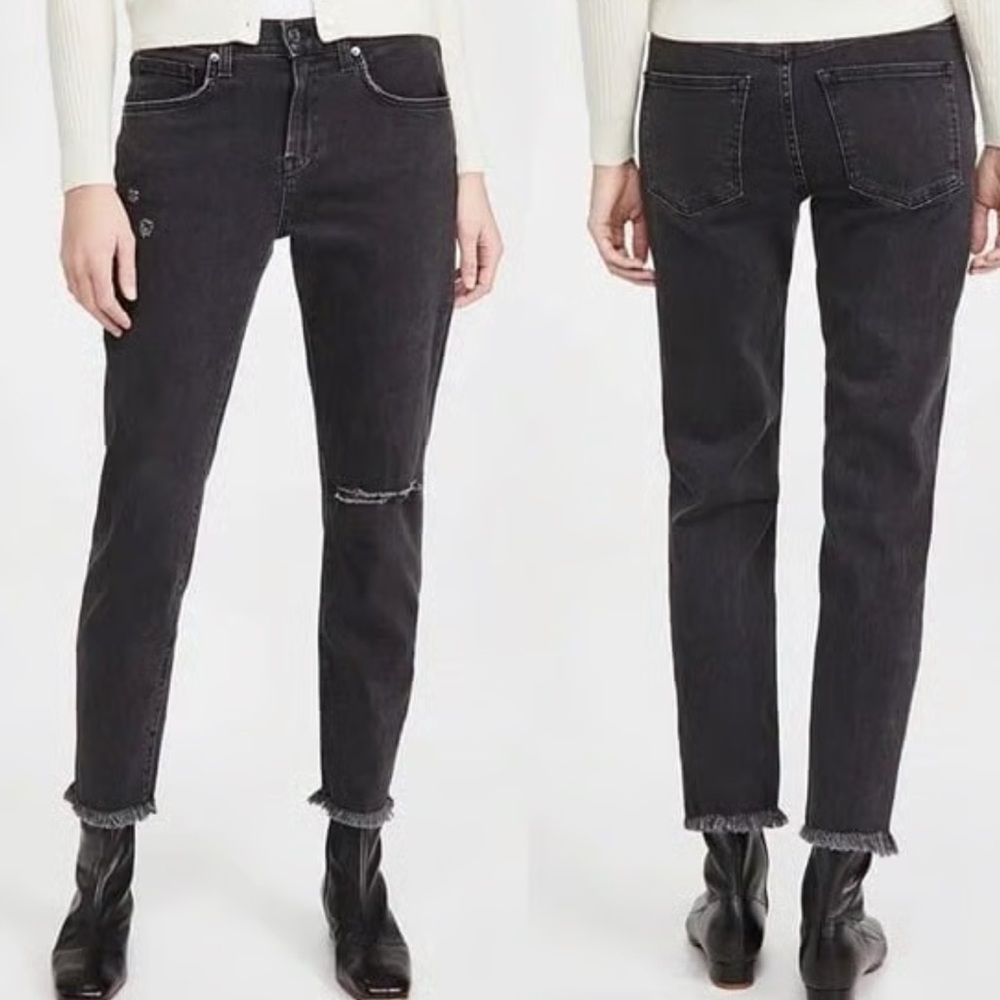 Veronica Beard Benzi Midrise distressed‎ fringe ankle jeans 8